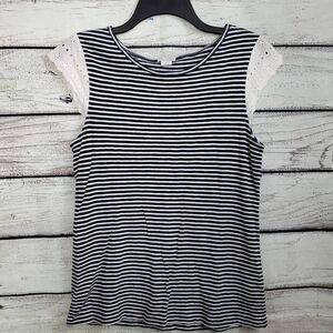 🔸️J. crew Medium Navy/White Stripe Sleeveless Top